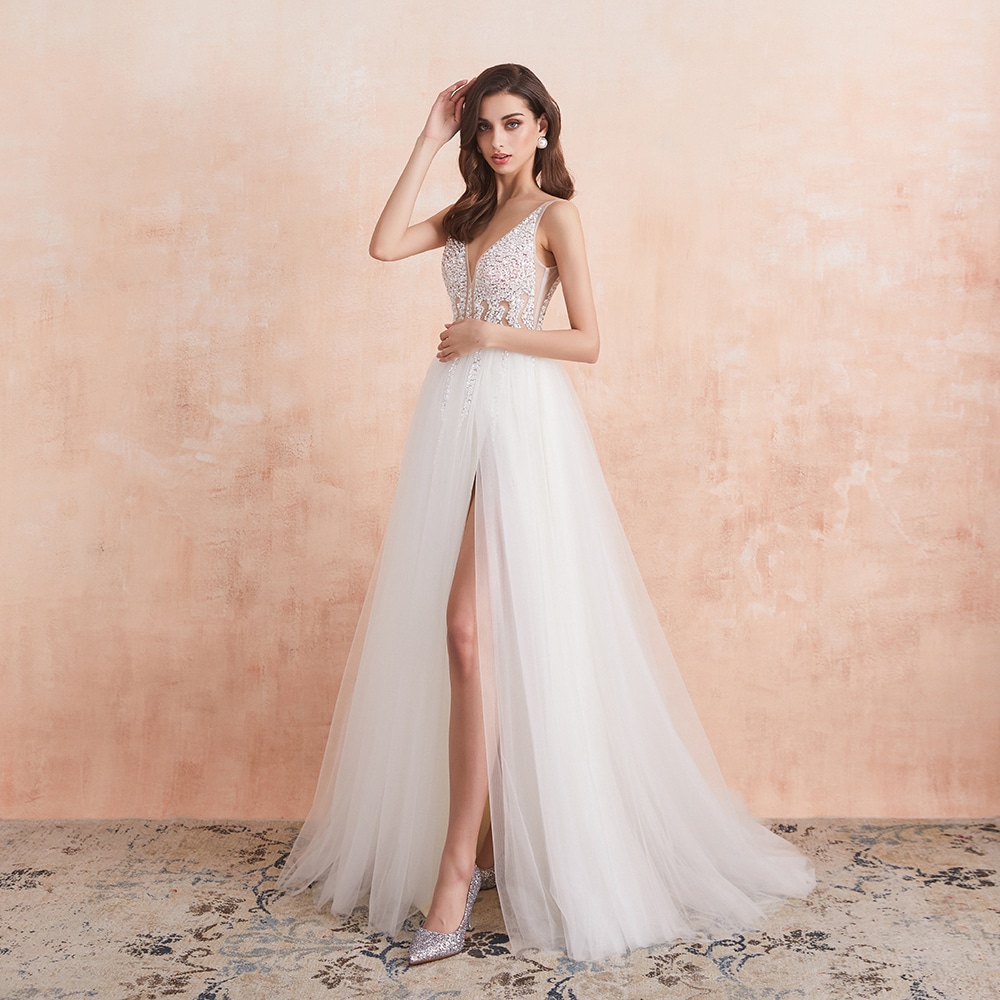 Robe de Mariée Princesse, le Buste Entièrement de Perles de Cristal – Image 3