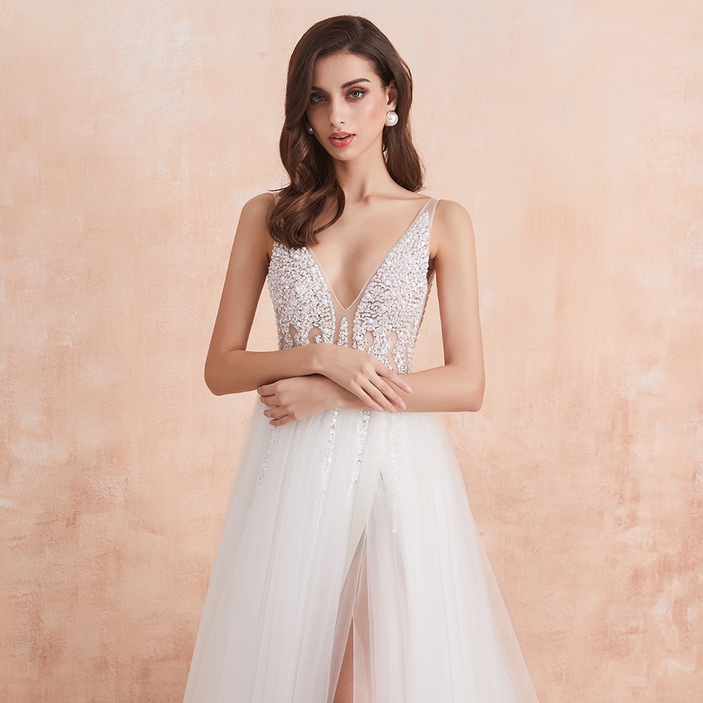 Robe de Mariée Princesse, le Buste Entièrement de Perles de Cristal – Image 4