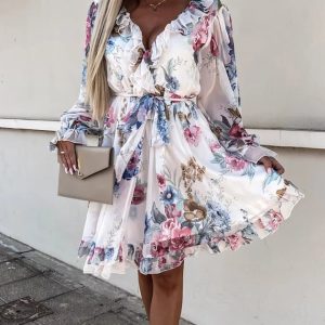 Robe Fleurie Fluide Blanche