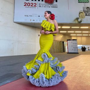 Robe de Flamenco Satinée Jaune