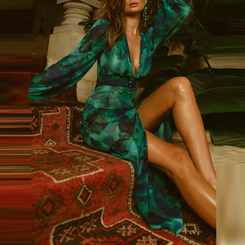 Robe Fleurie Habillée, Longue et Fendue – Image 5