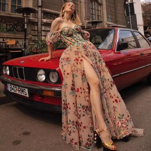 Robe Fleurie Champêtre en Tulle