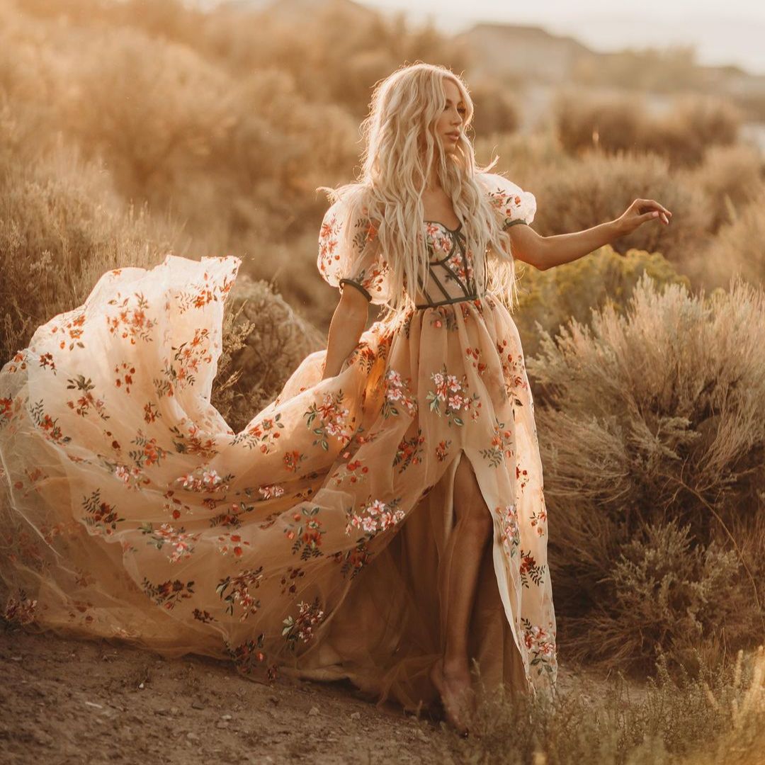 Robe Fleurie Champêtre en Tulle