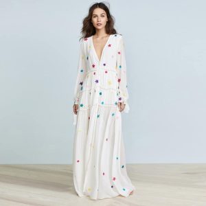 Robe Hippie Longue et Fluide, Imprimé Céleste