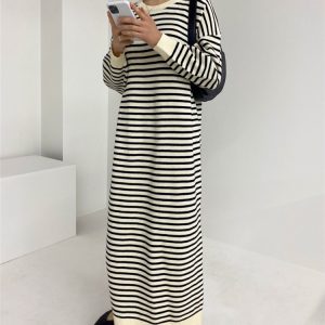 Robe Marinière Longue en Maille