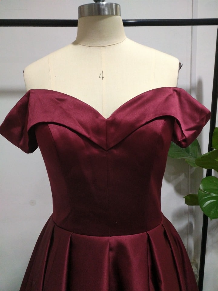 Robe Col Bateau Bordeaux