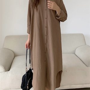 Robe Chemise Longue de Soirée en Coton