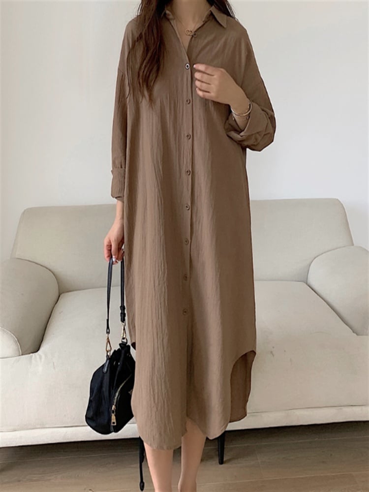 Robe Chemise Longue de Soirée en Coton