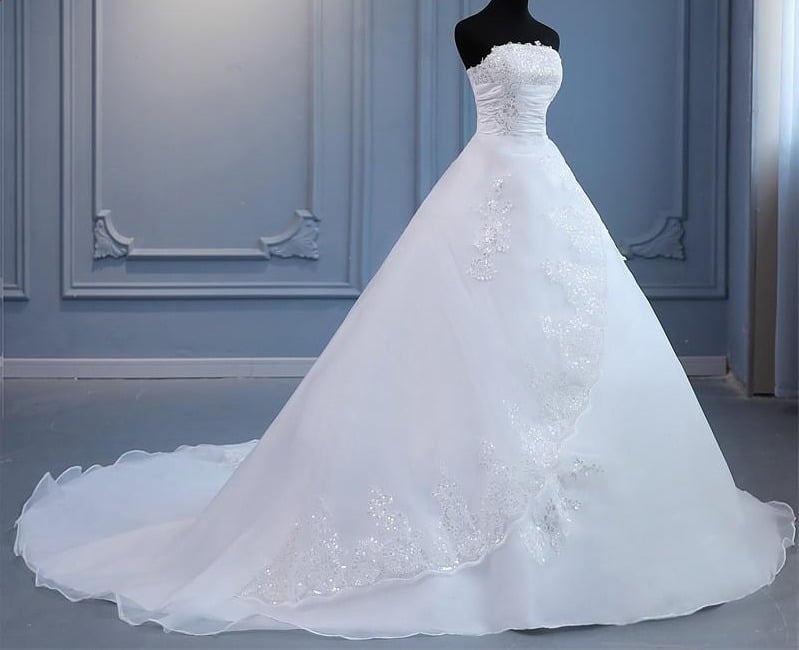 Robe de Mariée Bustier à Paillettes