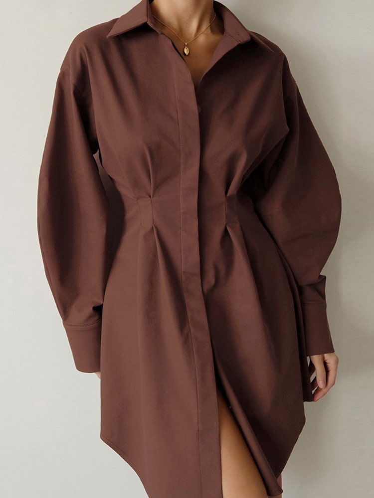 Robe Chemise Cintrée et Plissée