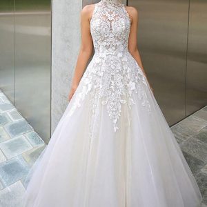 Robes de Mariée Col Montant