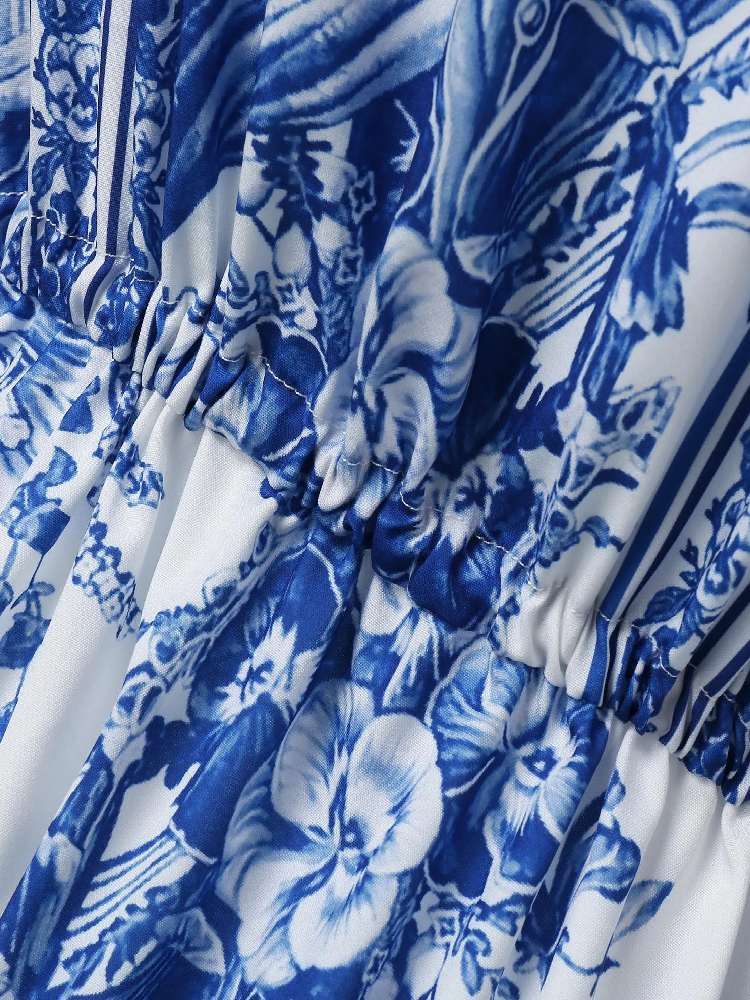 Robe Bohème Bleu Marine et Blanche – Image 5