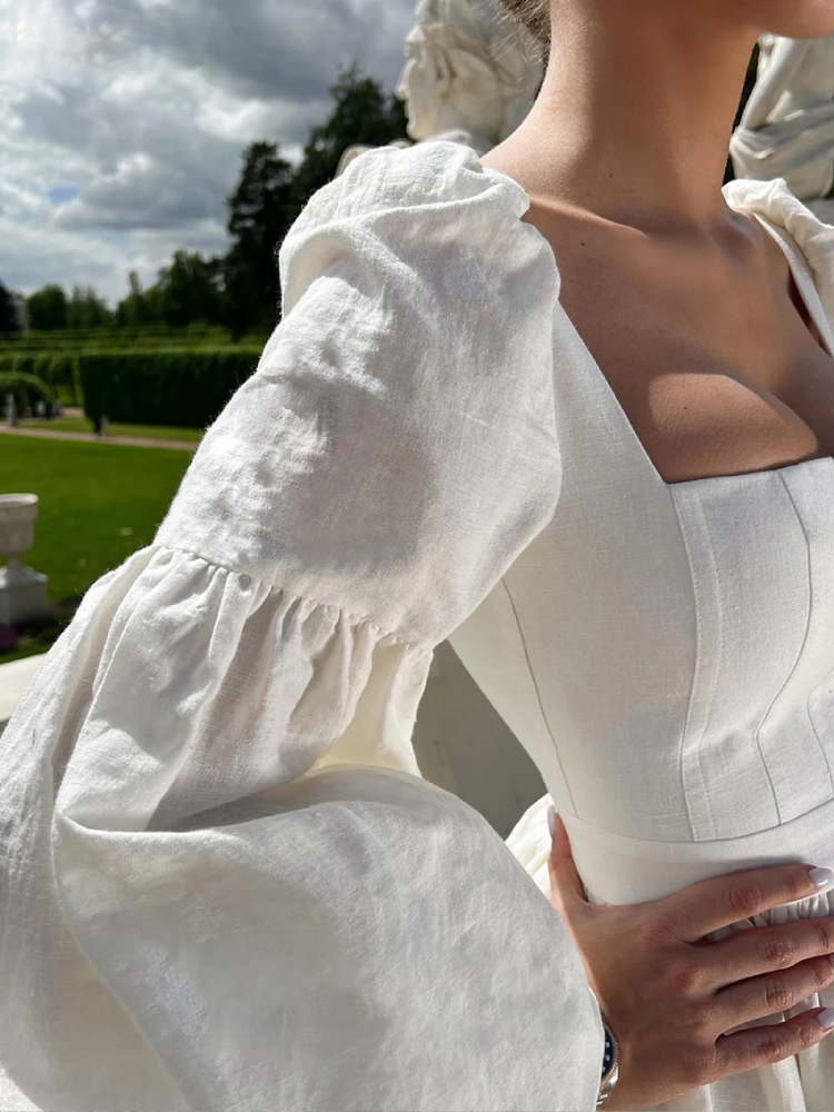 Robe de Mariée en Lin Courte