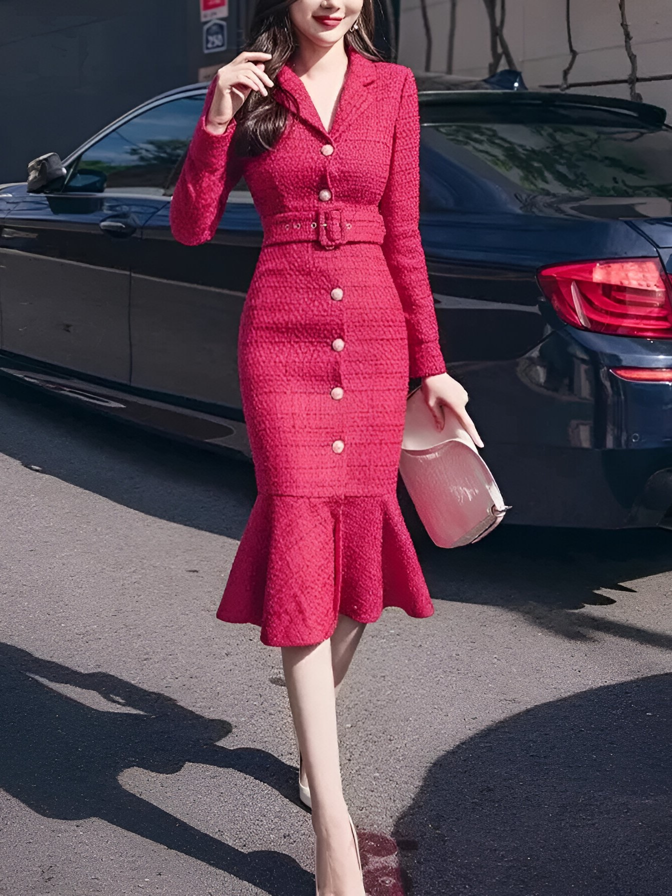 Robe en Tweed Mi-Longue