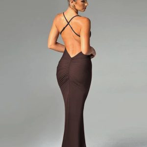 Robe Sirène Longue à Bretelles Fines