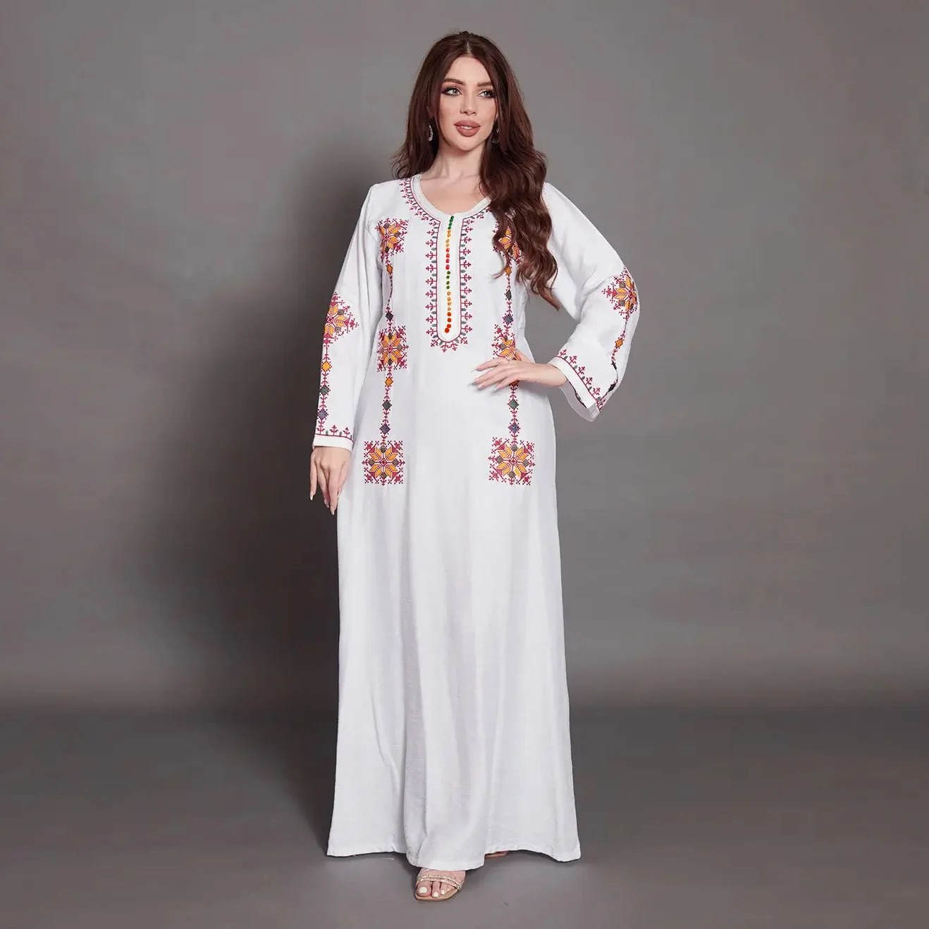 Robe Kabyle à Manches Longues Blanche – Image 3
