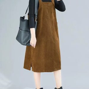 Robe Salopette en Velours Côtelé