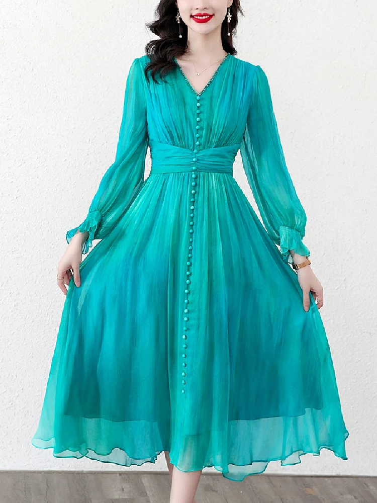Robe Turquoise Chic Mi-Longue – Image 3