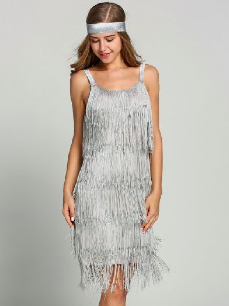 Robe Charleston à Franges Argentées
