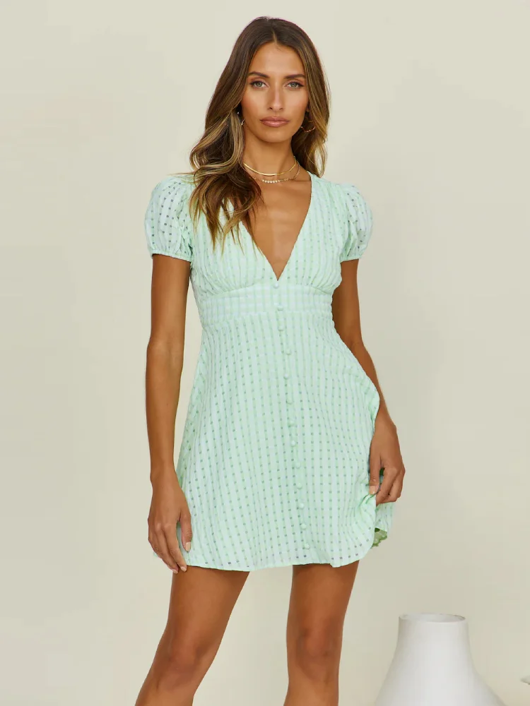 Robe Courte Vert Sauge Chic