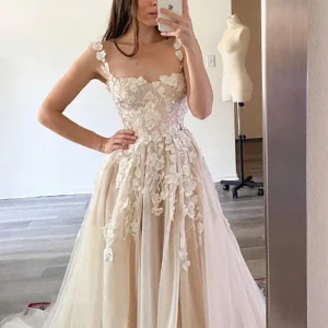Robe de Mariée Champagne en Dentelle