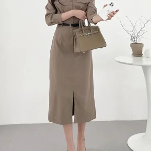 Robe Longue Kaki Chic