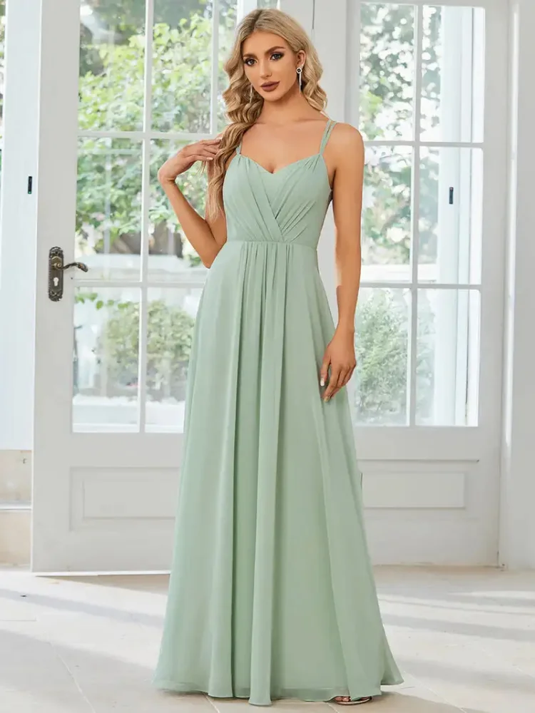 Robe de Demoiselle d’Honneur Vert Sauge – Image 3