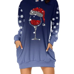 Robe Pull de Noël à Capuche