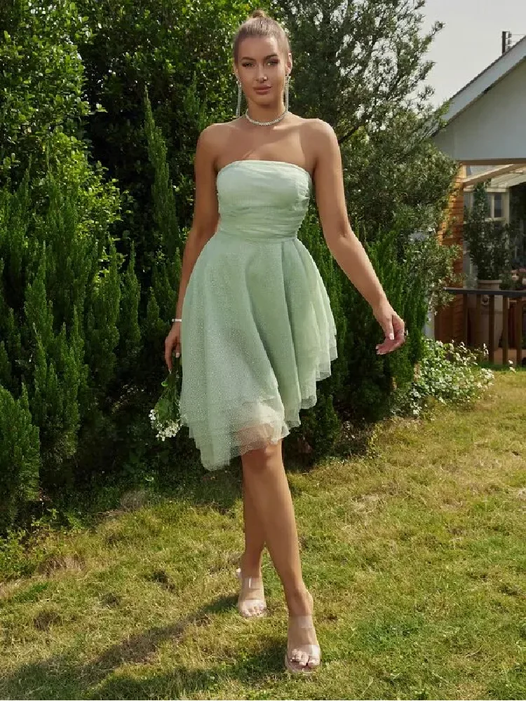 Robe de Cocktail Vert Sauge