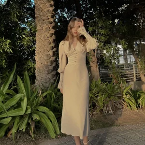 Robe Kaki Manches Longues