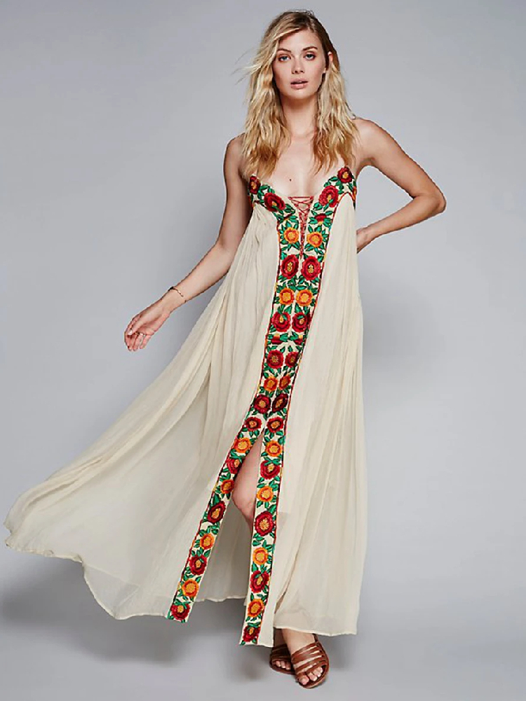 Robe Hippie Longue Bohème Chic à Bretelles