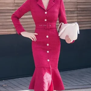 Robe en Tweed Mi-Longue