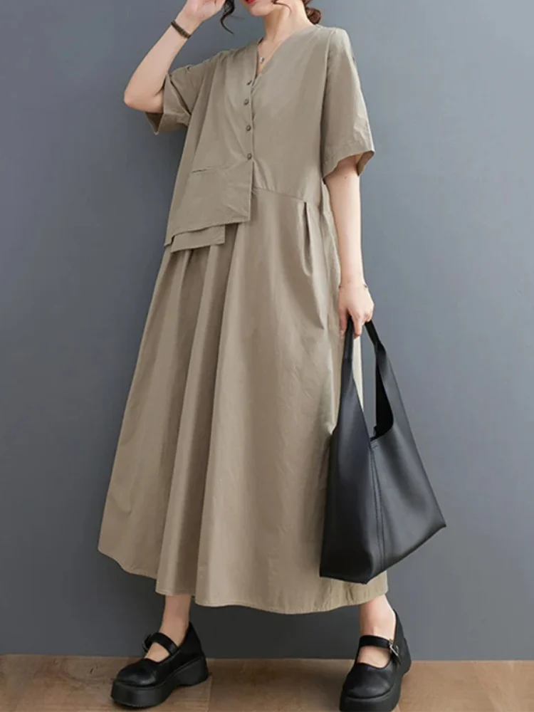 Robe Vert Kaki Longue et Ample