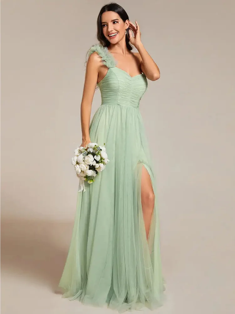 Robe Longue Vert Sauge pour Invitée de Mariage