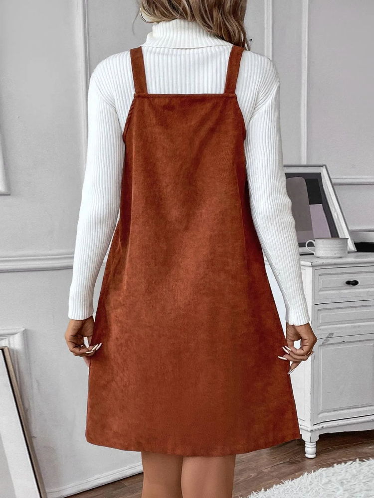 Robe Tablier Boutonnée en Velours – Image 4