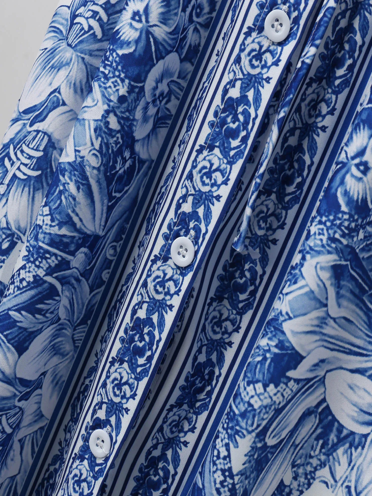 Robe Bohème Bleu Marine et Blanche – Image 4