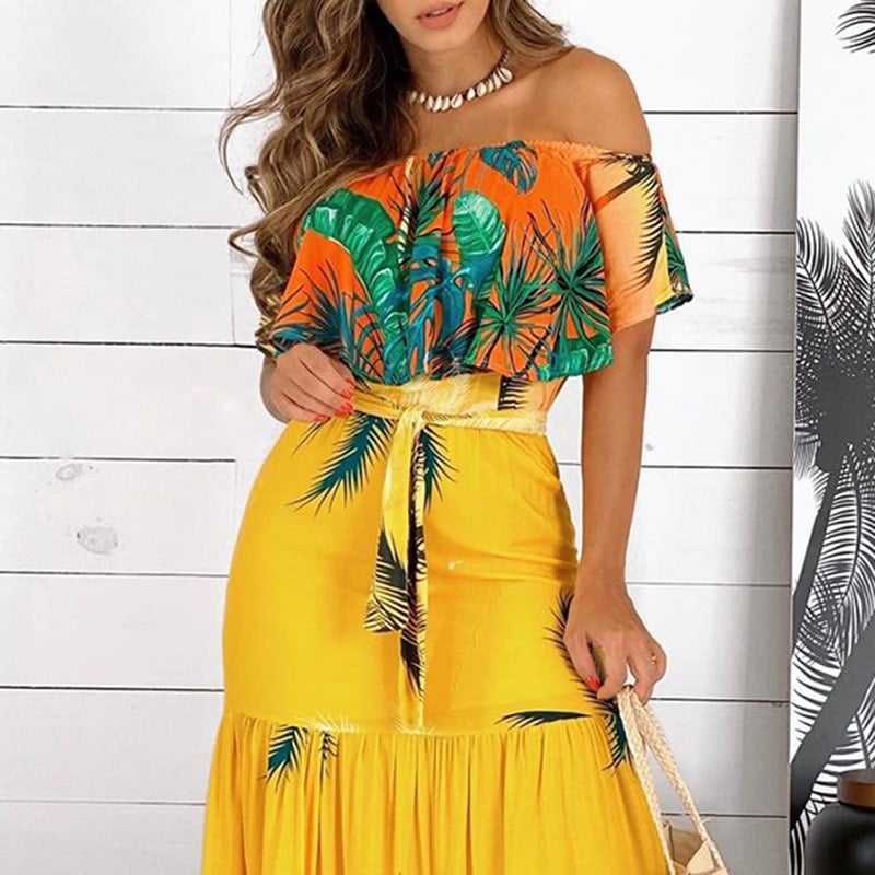Robe à Imprimé Style Tropical