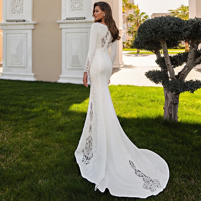 Robe de Mariée Sirène Manche Longue