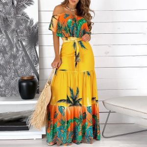 Robe à Imprimé Style Tropical