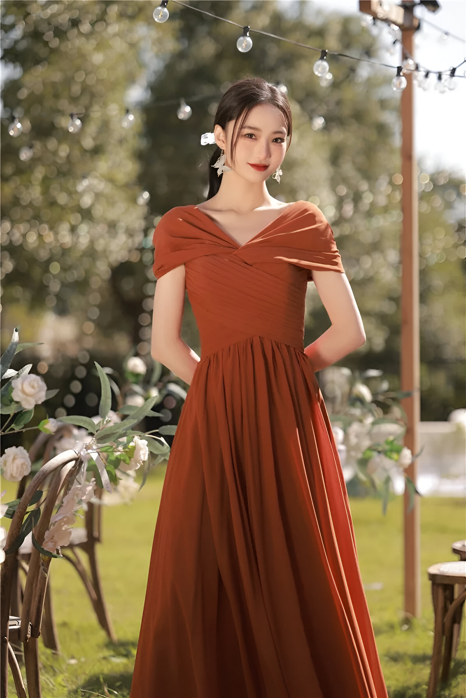 Robe Demoiselle d’Honneur Terracotta pour Mariage