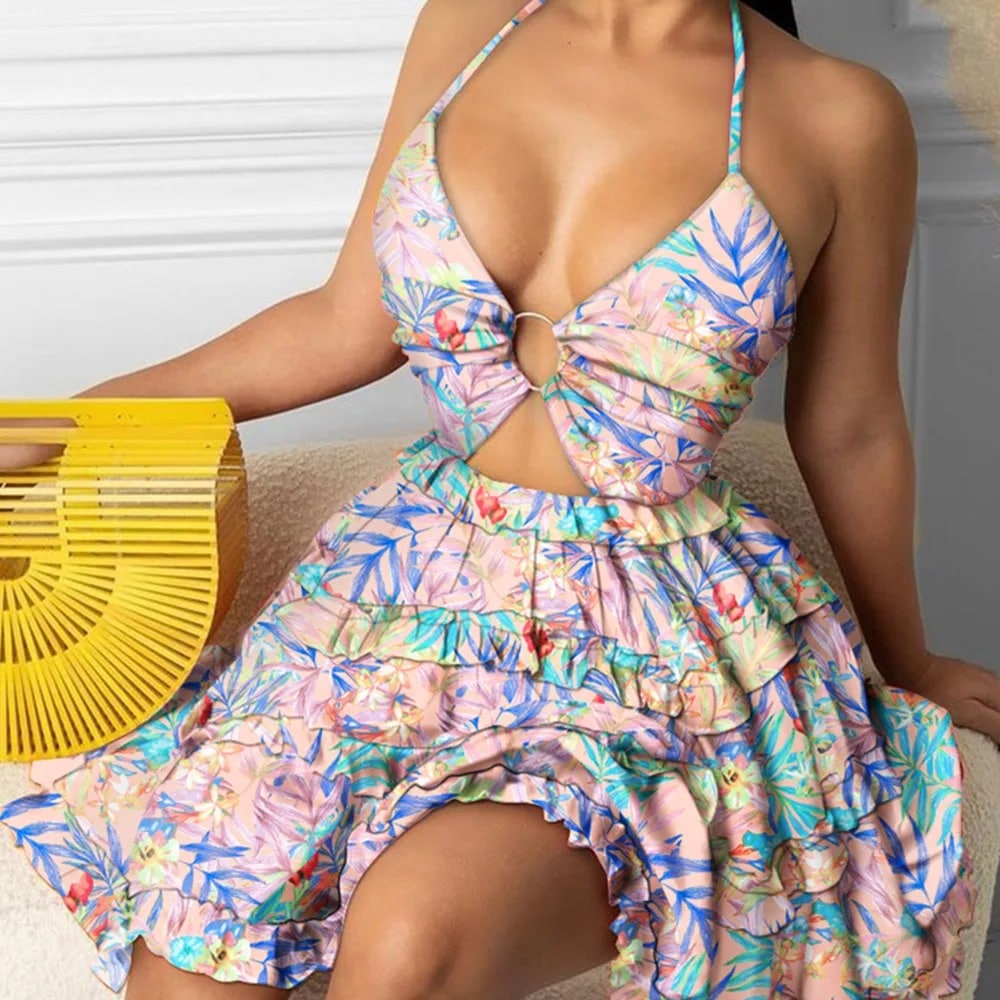 Robe Fleurie Dos Nu Rose – Image 3
