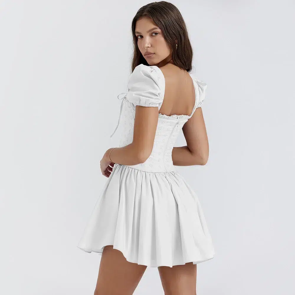 Mini-robe Corset à Manches Bouffantes – Image 5