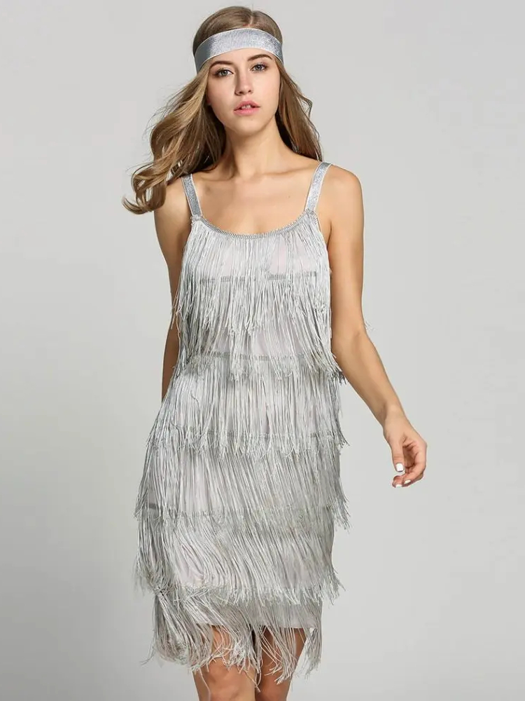 Robe Charleston à Franges Argentées