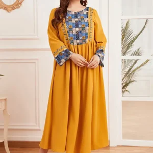 Robe Kabyle d&rsquo;Intérieur à Motif Ethnique Grande Taille