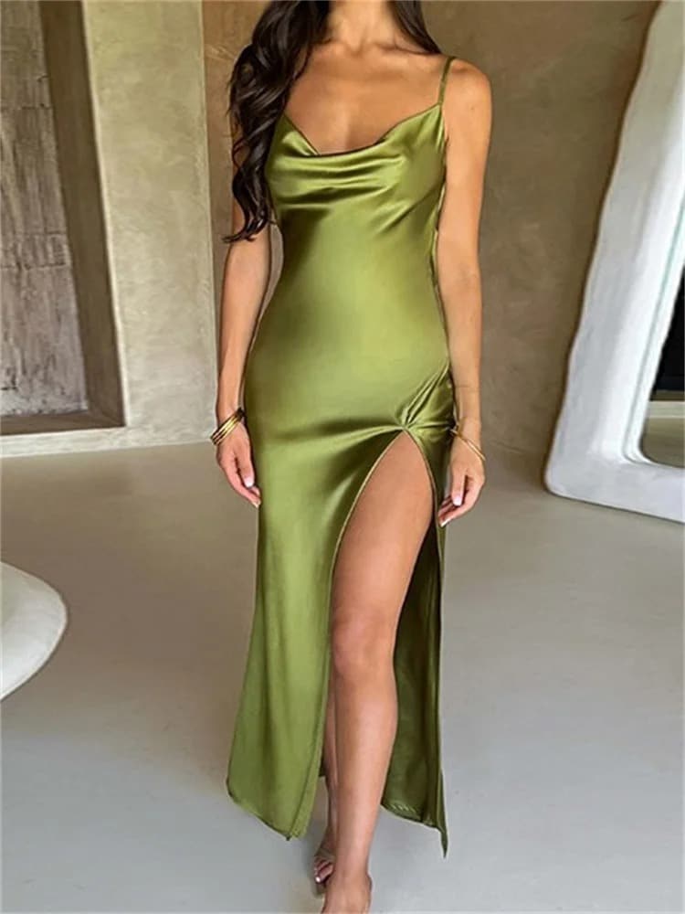 Robe Longue Dos Nu en Satin