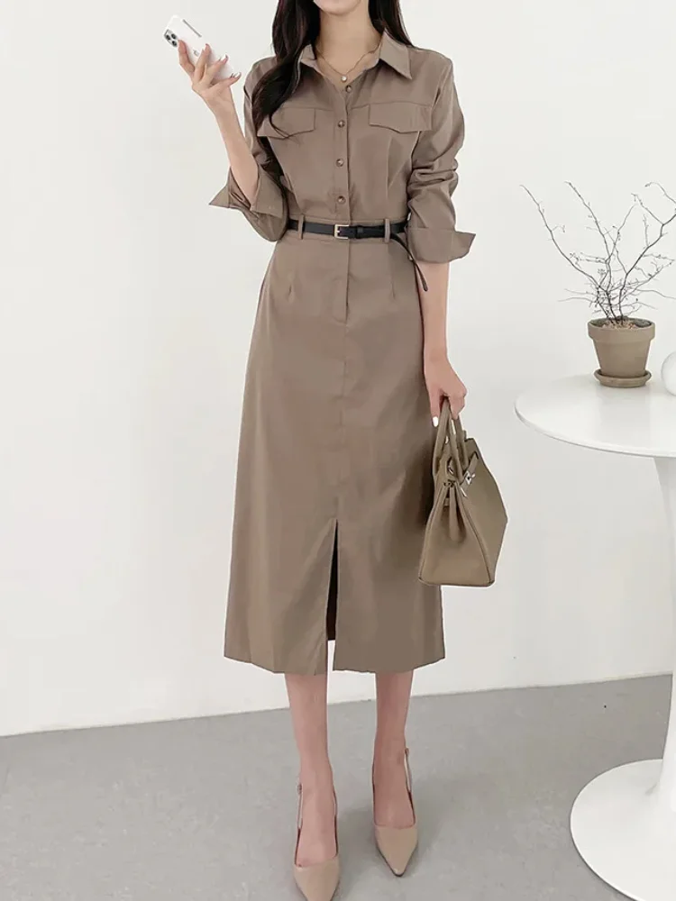 Robe Longue Kaki Chic