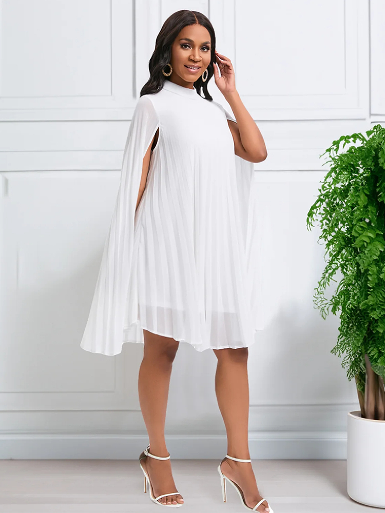 Robe Plissée Courte à Manches Volantes