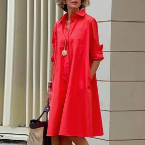 Robe Chemise Ample Mi-Longue