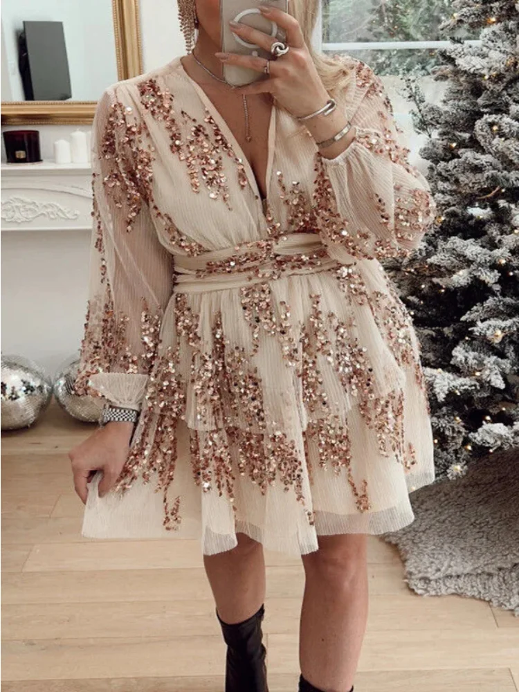 Robe de Noël Chic à Paillettes