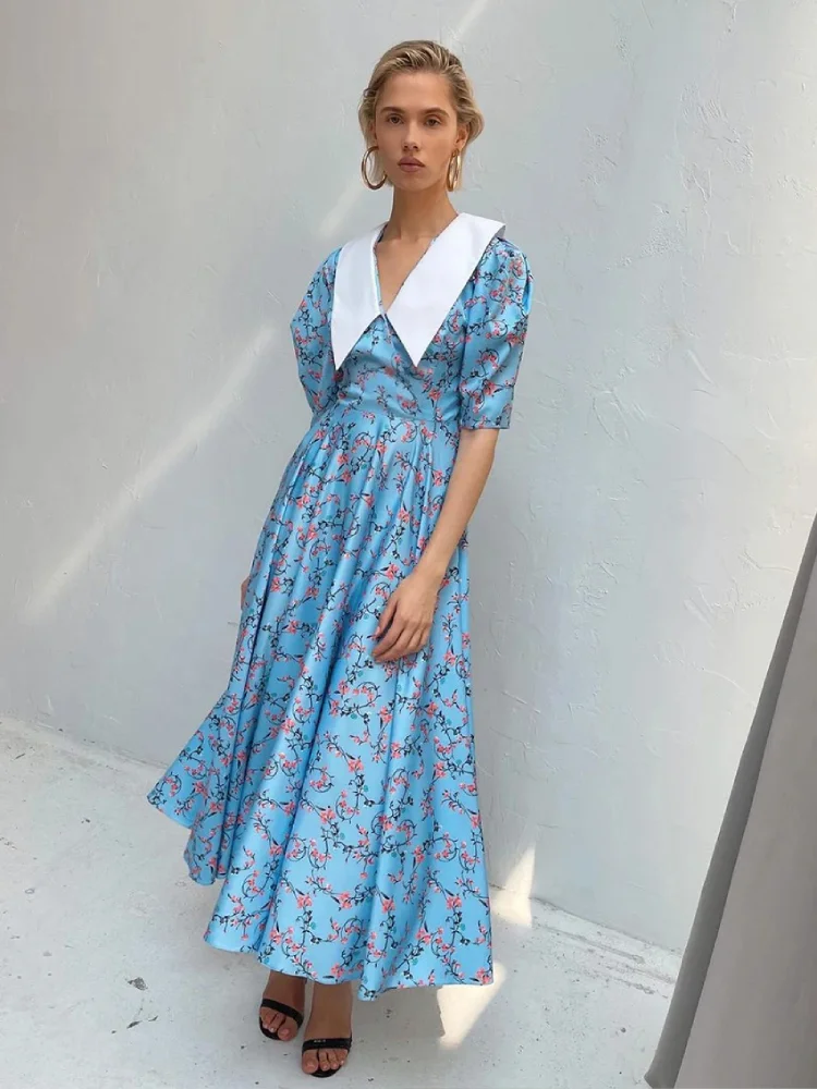 Robe Col Claudine Bleu Ciel – Image 3